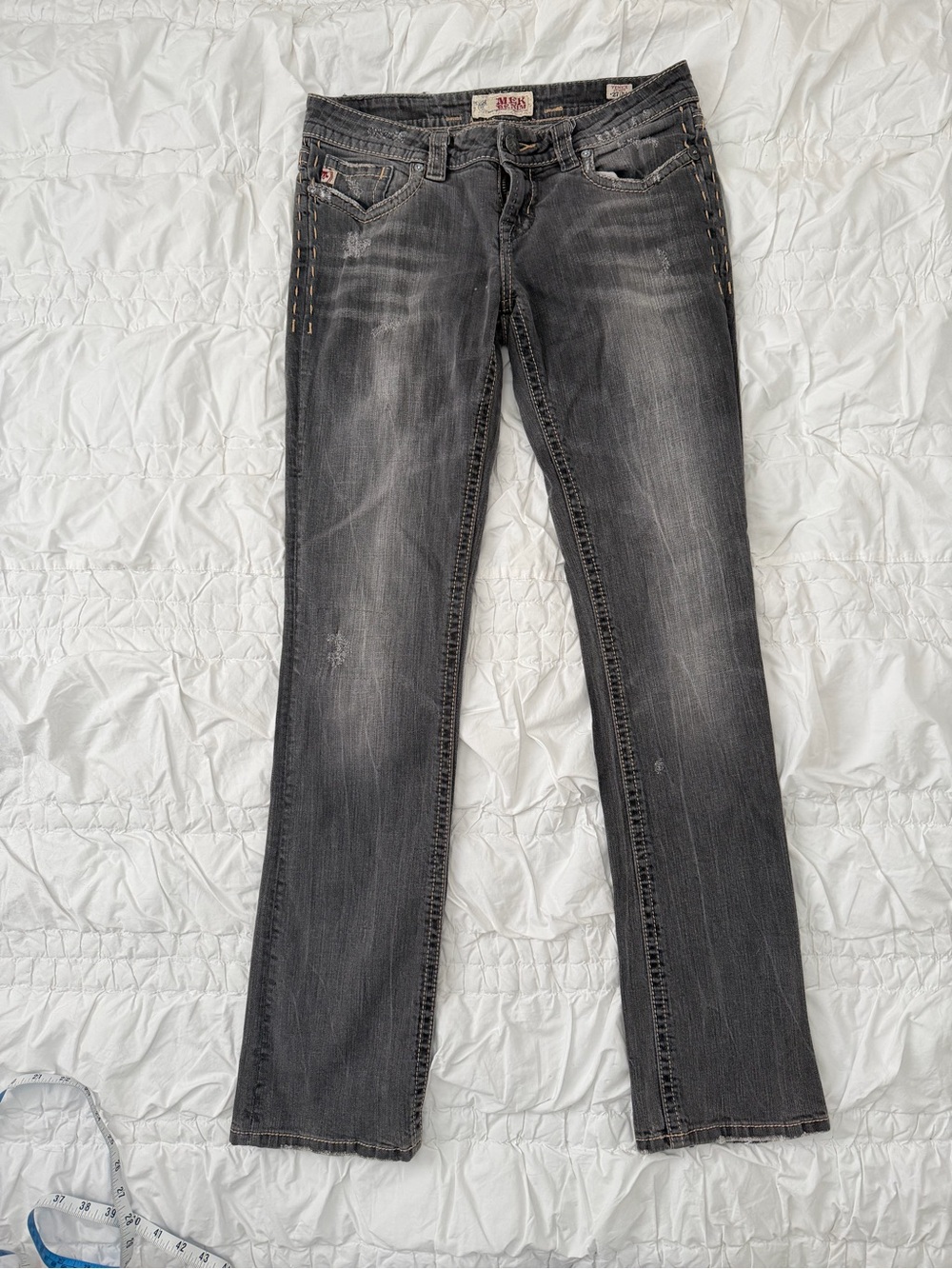 MEK Denim Women's Charcoal Gray Straight-Leg Jeans W27 L34